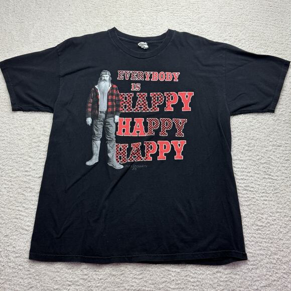 Duck Dynasty Alstyle Apparel Black TShirt Sz XL "Everybody is Happy Happy Happy" - Picture 1 of 10